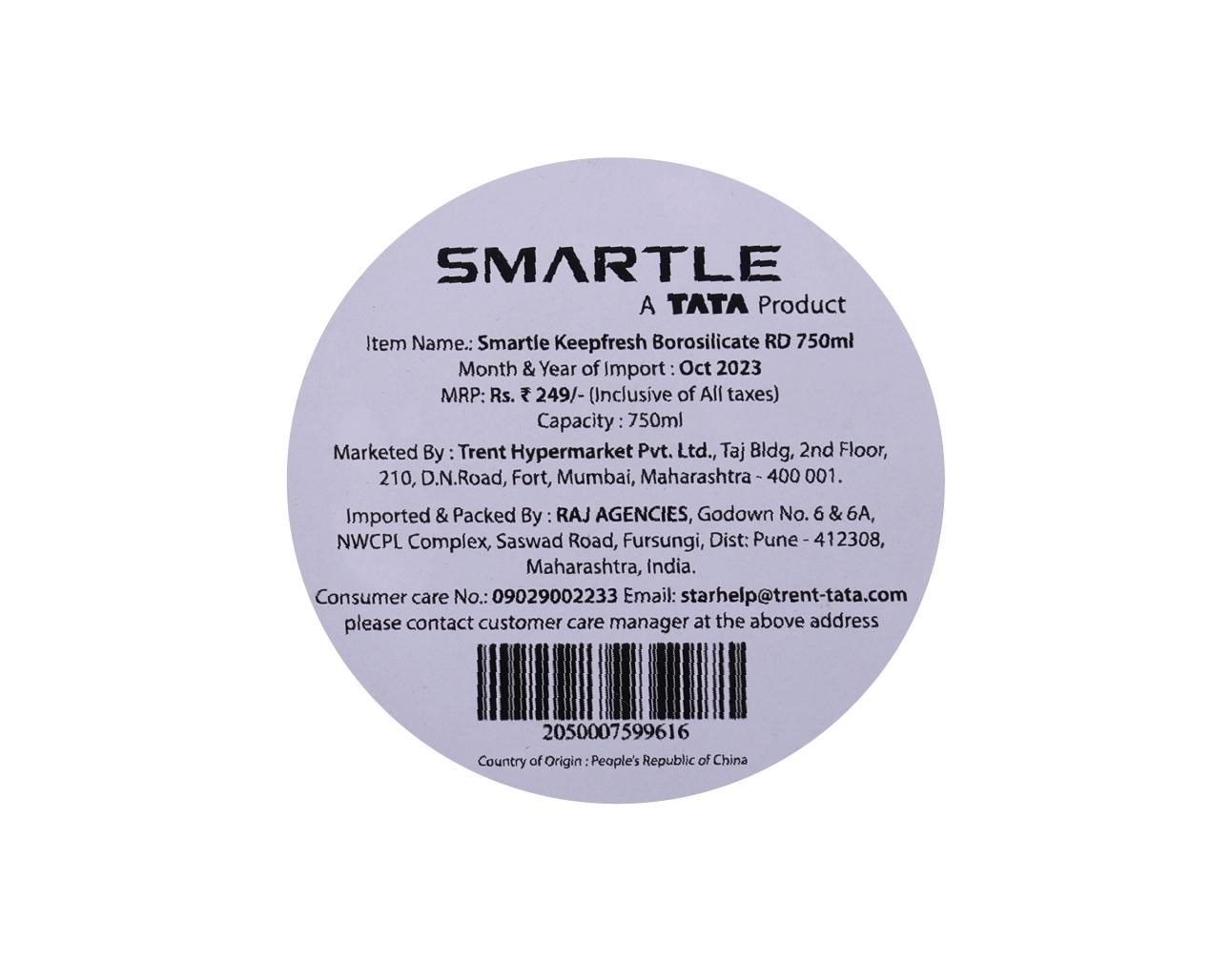 Smartle Keep Fresh Borosilicate Container Round 750 Ml 1 pc