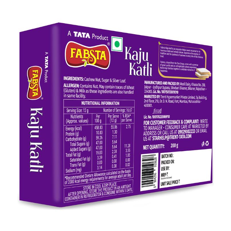 Fabsta Kaju Katli Plain 200 g