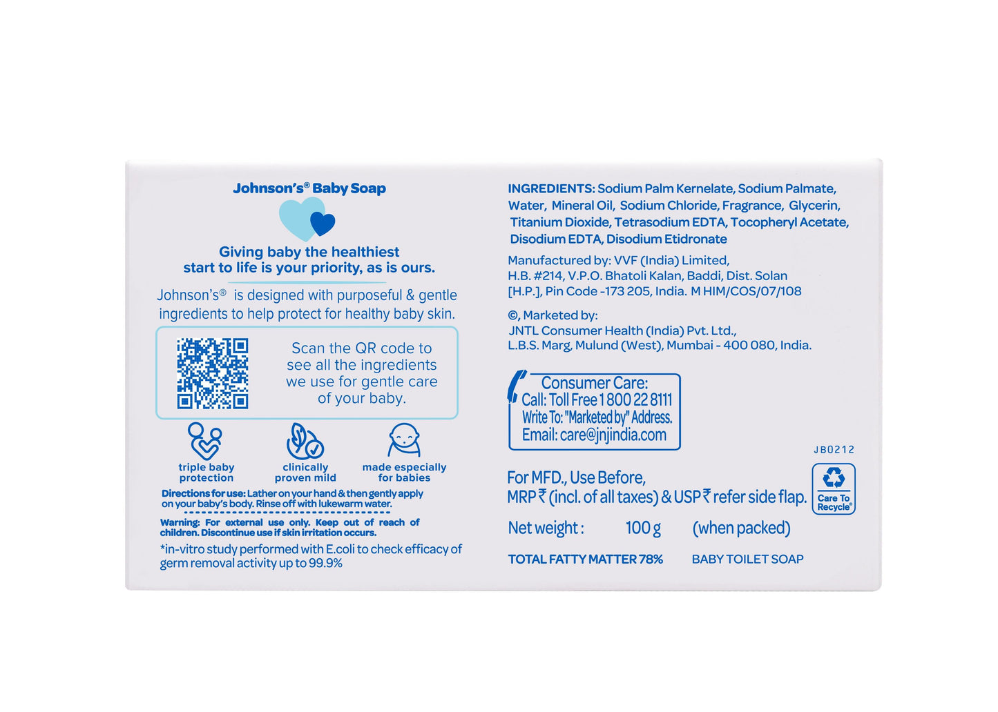 Johnson & Johnson Baby Soap Regular 100 g
