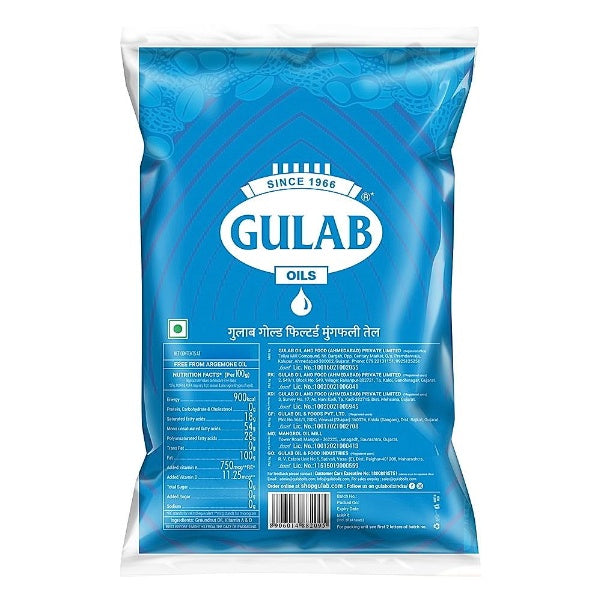 Gulab Filtered Groundnut Oil Pouch 870 g