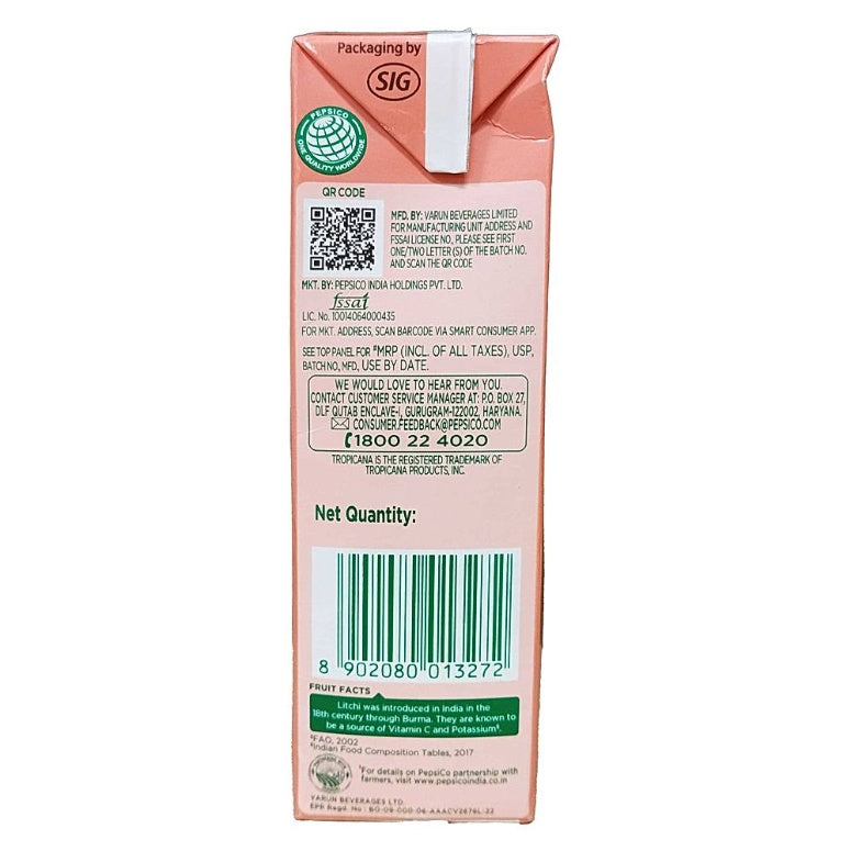 Tropicana Lychee Delight Fruit Juice Tetrapak 1 ltr