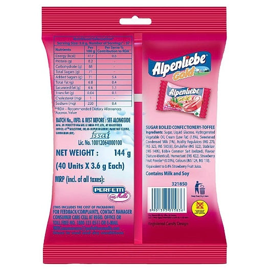 Alpenliebe Gold Strawberry Pouch 144 g