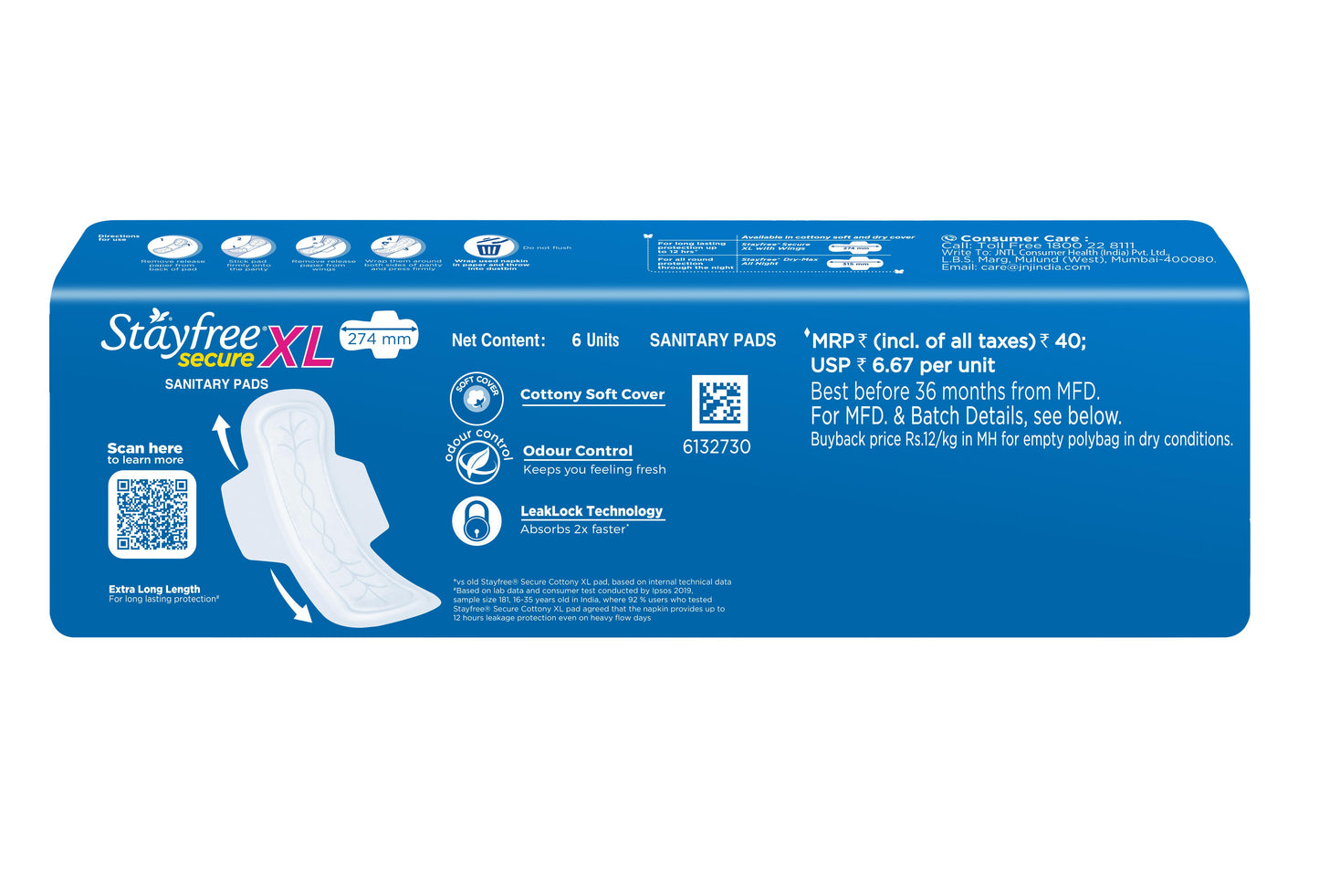 Stayfree Secure Cottony Xl Wings 6 pcs