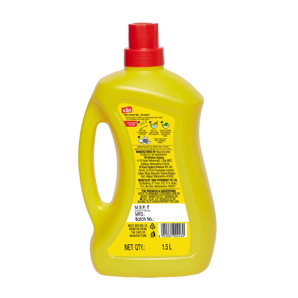 Klia Dishwash Gel Lemon 1.5 ltr