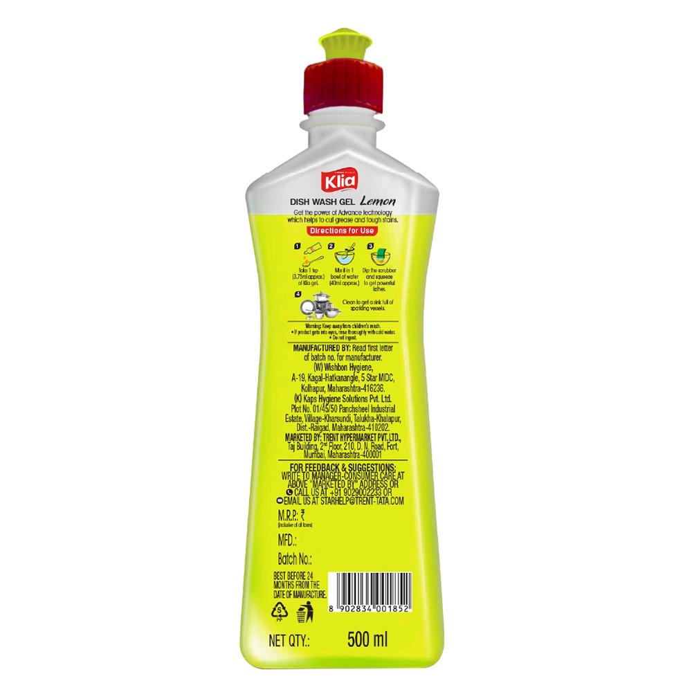 Klia Dishwash Gel Lemon 500 ml