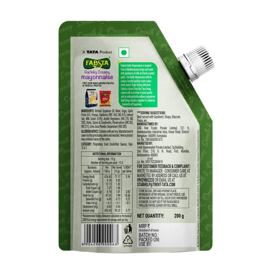 Fabsta Veg Garlic Mayonnaise 200 g