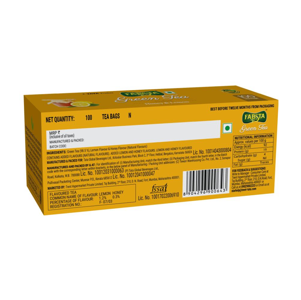 Fabsta Honey & Lemon Green Tea Bags 100 pcs