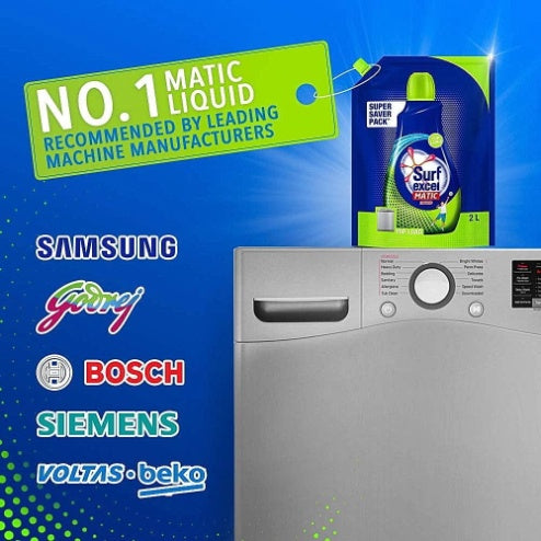 Surf Excel Matic Liquid Detergent Top Load Pouch 2 ltr