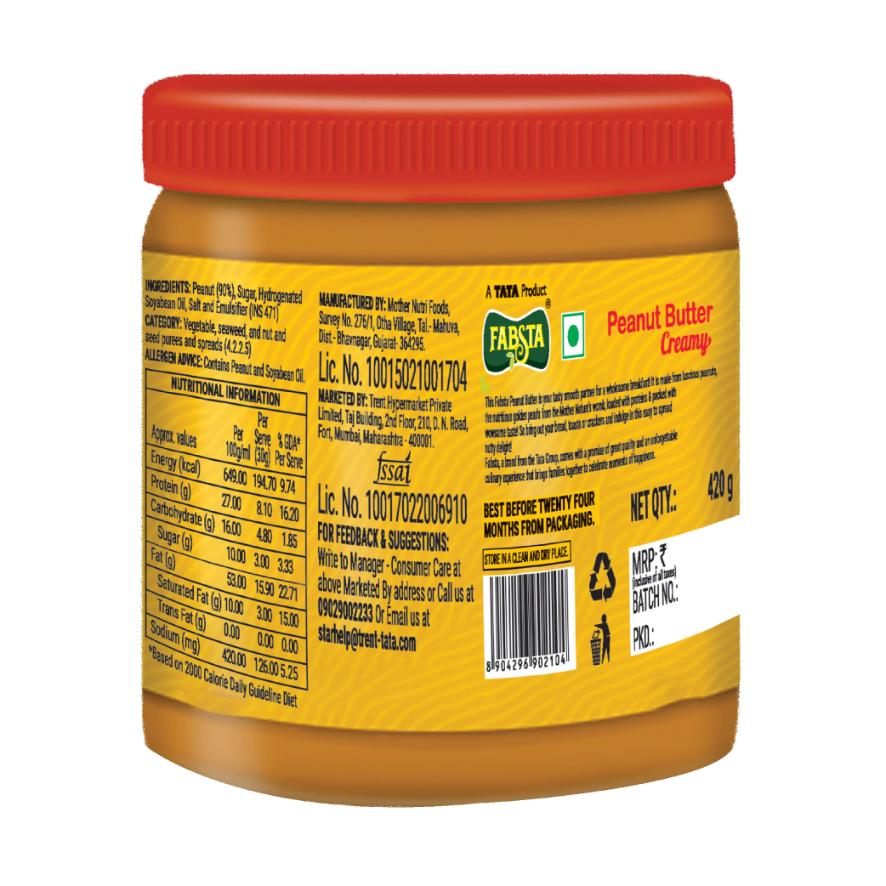Fabsta Creamy Peanut Butter, 420 g