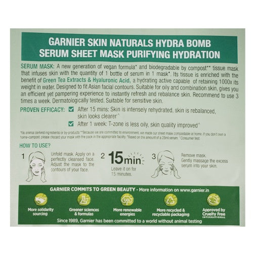 Garnier Hydra Bomb Green Tea Serum Mask 32 g