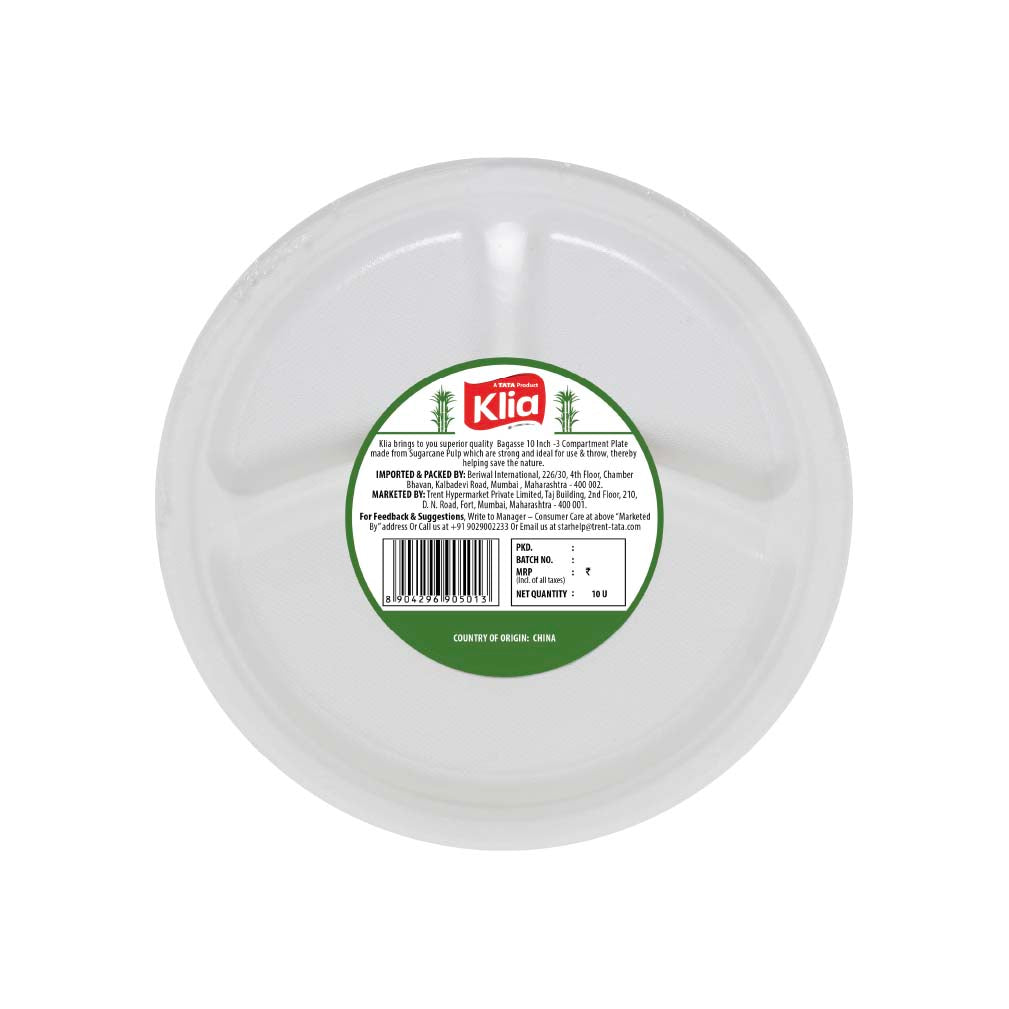 Klia 3 Compartment Plate pack of 10