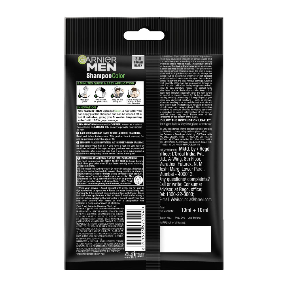 Garnier Brown Black Color Men Shampoo 200 ml