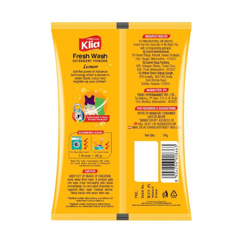 Klia Lemon Detergent Powder 4+1 kg