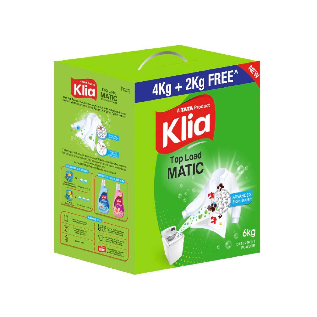 Klia Detergent Matic Top Load, 4 Kg + 2 Kg Free