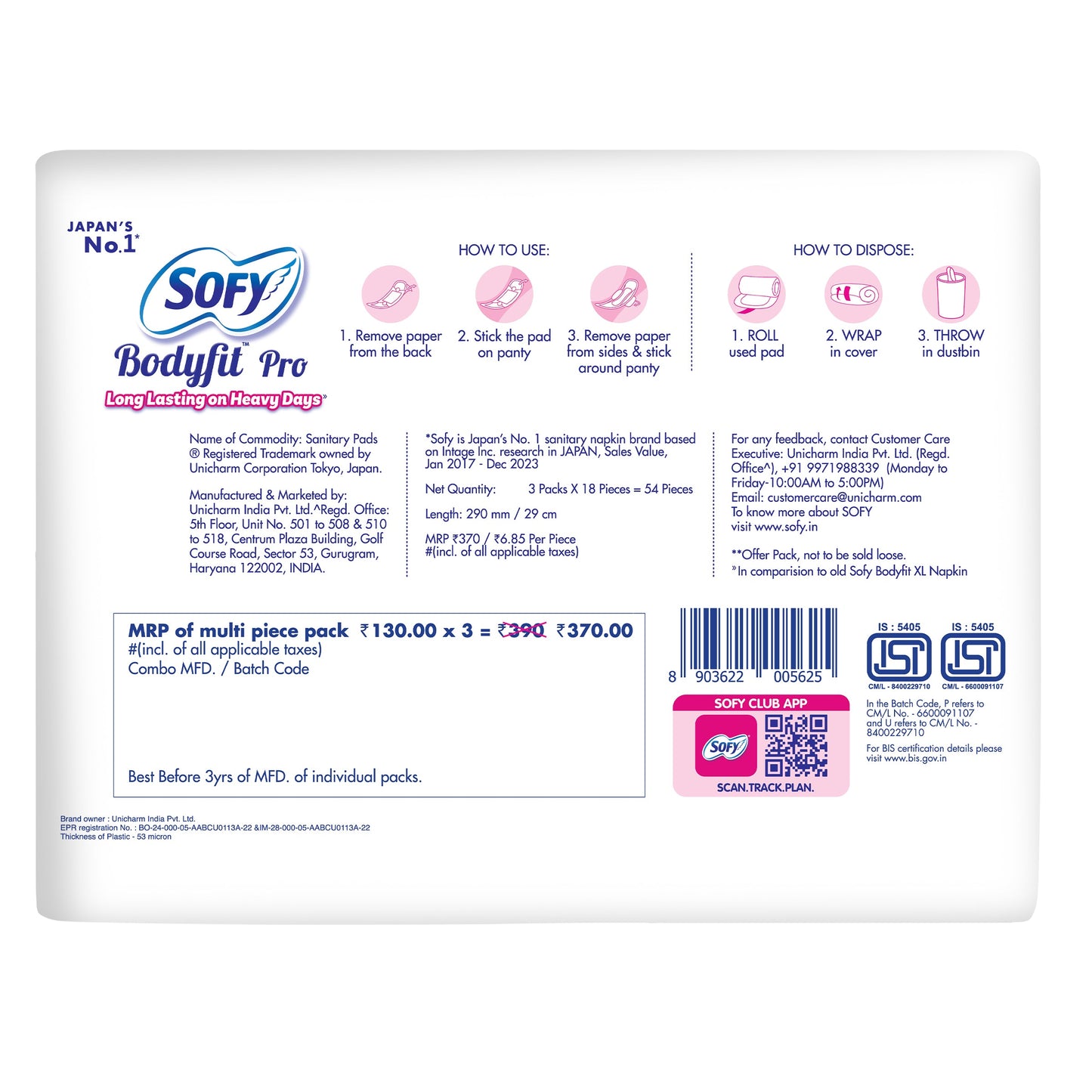 Sofy Bodyfit Xl Sanpad Combi pack of 3