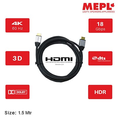 Mepl Hdmi Cable Nylon Braiding, Gold Plating (1.5 Meter) 1 pc
