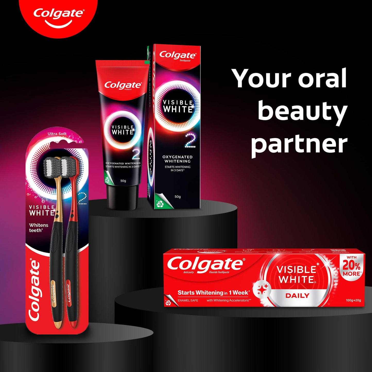 Colgate Visible White O2 Peppemint Sparkle 25gm