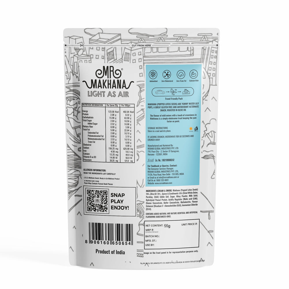 Mr Makhana Cream N Onion 55 gm