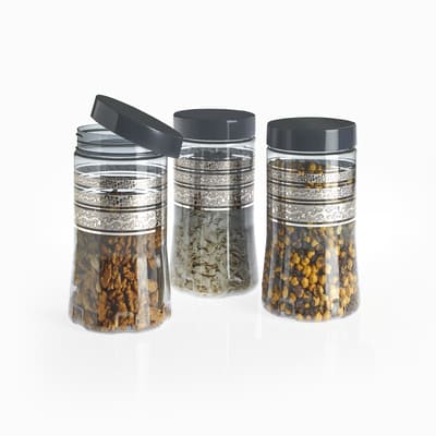 Smartle Black Pearl Plastic Continer 1200 Ml pack of 3