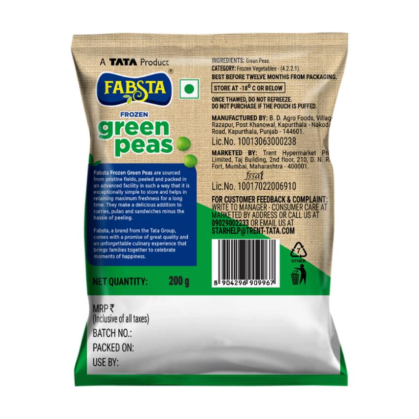 Fabsta Frozen Green Peas, 200 g