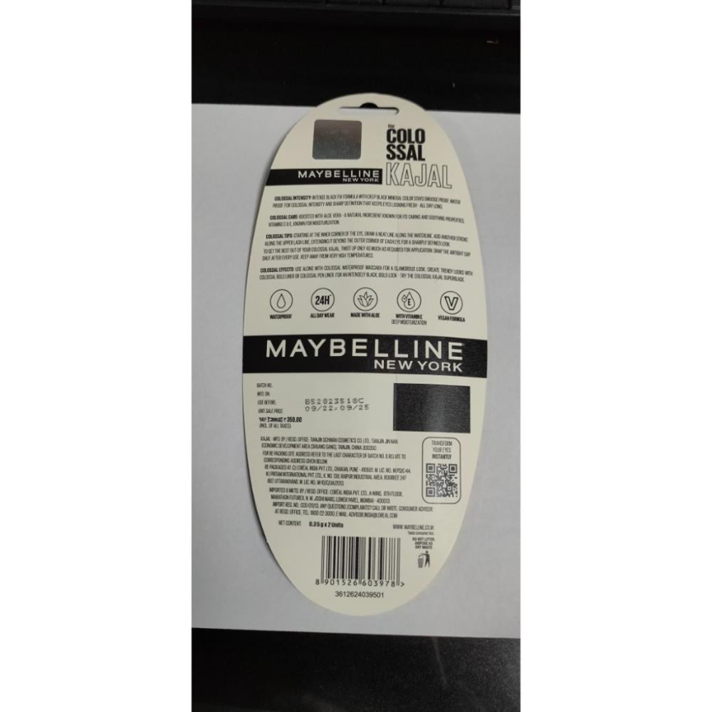 Maybelline Colossal Black Kajal 0.35 gm (pack of 2)