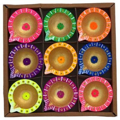 Smartle Multicolour Diya pack of 9