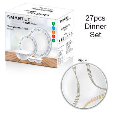 Smartle Opalware Wave Dinner Set Ripple set of 27