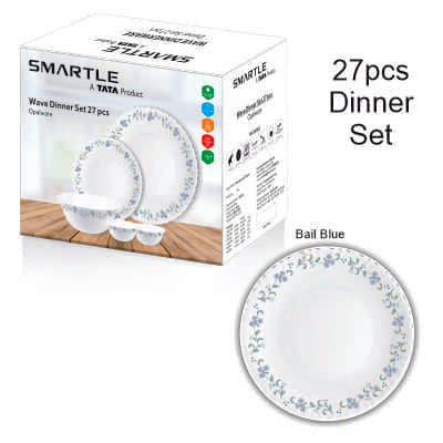 Smartle Opalware Wave Dinner Set Bail Blue set of 27