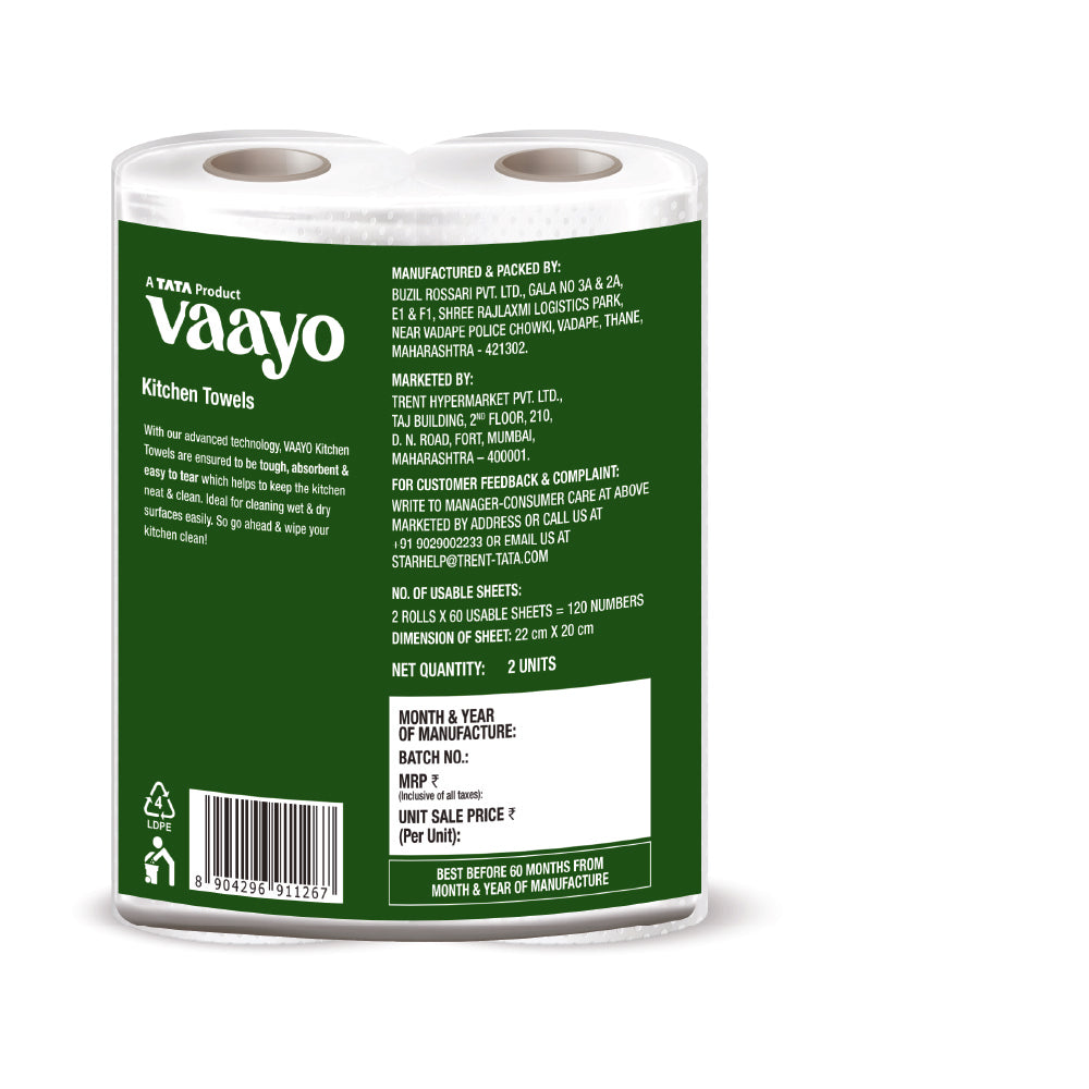 Vaayo Kitchen Towel 2Ply Pack Of 2 Roll