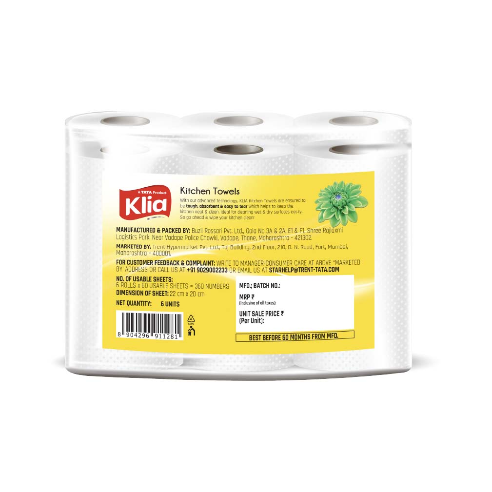 Klia Kitchen Towel 2Ply pack of 6 roll