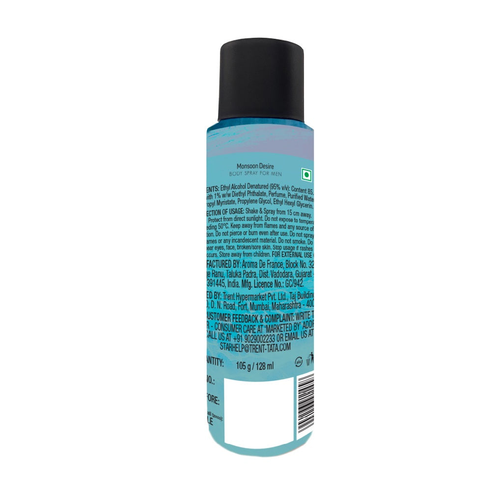 Skye Monsoon Desire Zero Gas Body Spray For Men 128 ml