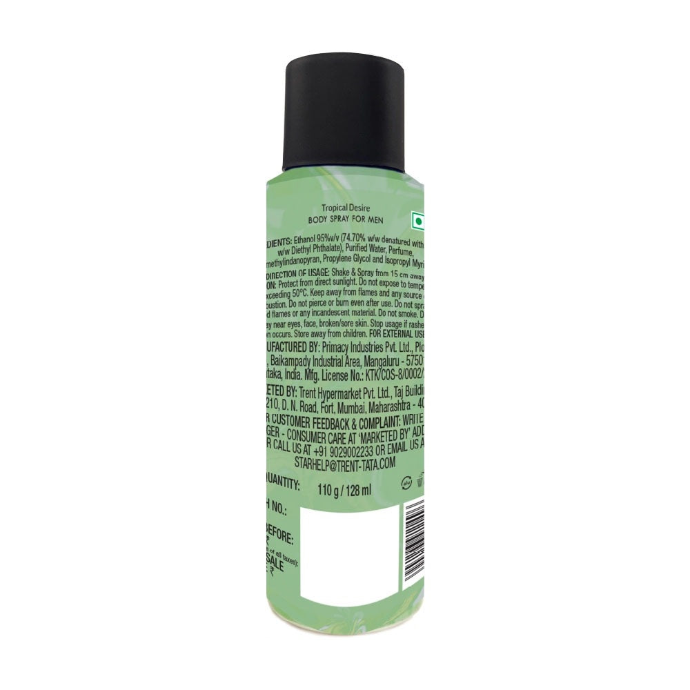 Skye Tropical Desire Body Spray For Men, 128 ml