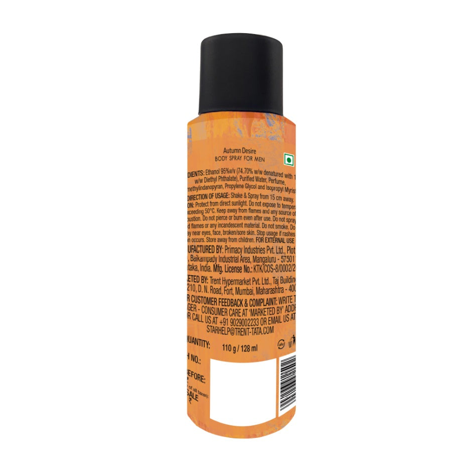 Skye Autumn Desire Zero Gas Body Spray For Men 128 ml