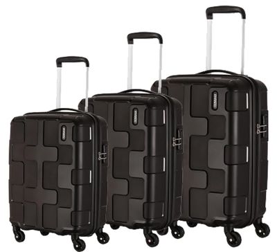 American Tourister Cuboid Hard Trolley (55 Cm, 67 Cm & 78 Cm) Black set of 3