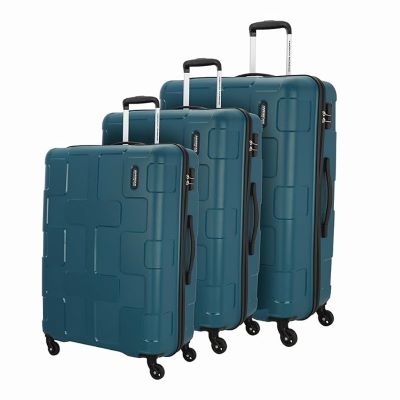 American Tourister Cuboid Hard Trolley (55 Cm, 67 Cm & 78 Cm) Deep Green set of 3
