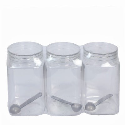 Smartle Sparkle Square Airtight Jar 1.4 Litre set of 3