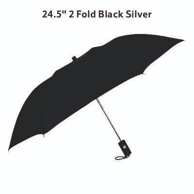 Smartle 24.5 Inch 2 Fold Black Silver Umbrella 1 pc