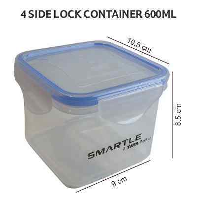 Smartle 4 Side Lock Container Square 600 Ml 1 pc