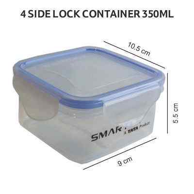 Smartle 4 Side Lock Container Sqaure 350 Ml 1 pc
