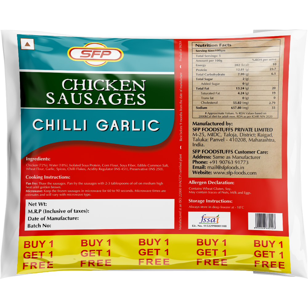 Sfp Chicken Chilli Garlic Sausage 500+500 Gm combi