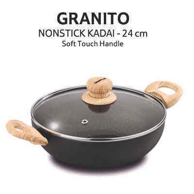 Smartle Granito Induction Based Non Stick 24 Cm Kadhai With Lid 1 pc