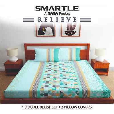 Smartle Relieve Double Bedsheet Geo Blue 1 pc