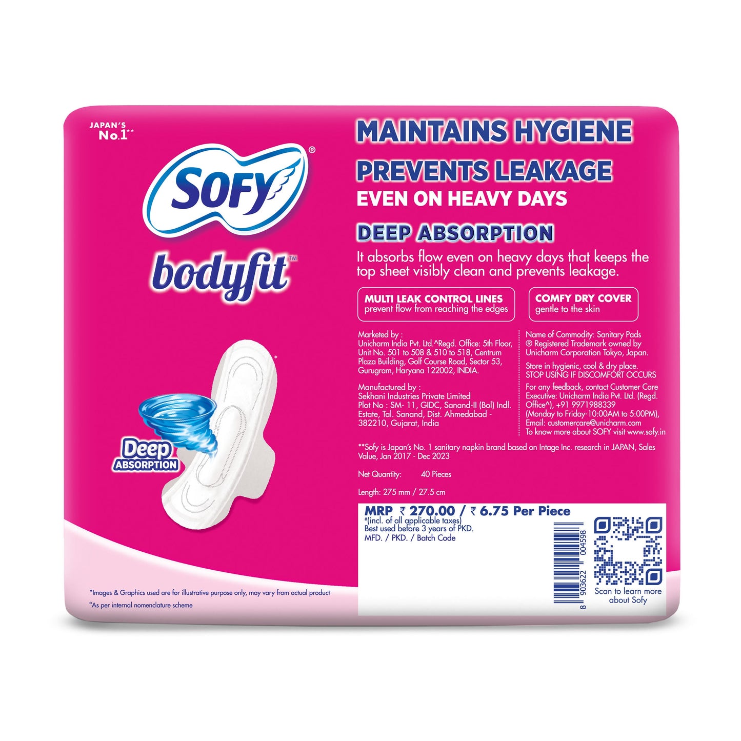 Sofy Body Fit Xl Sanitary Pads 40 pcs