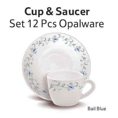 Smartle Opalware Cup & Saucer Bail Blue set of 12