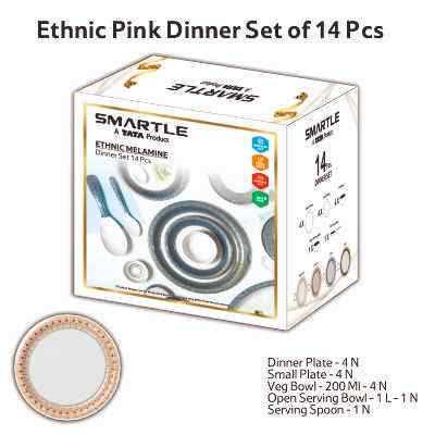 Smartle Ethnic Dinner Set Pink set of 14