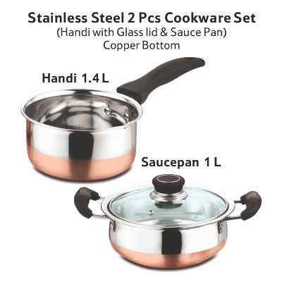 Smartle Stainless Steel Cookware Set Without Lid set of 2