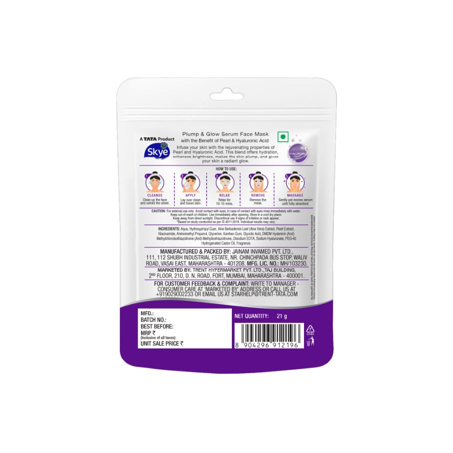 Skye Plump & Glow Face Serum Mask, Pack of 1