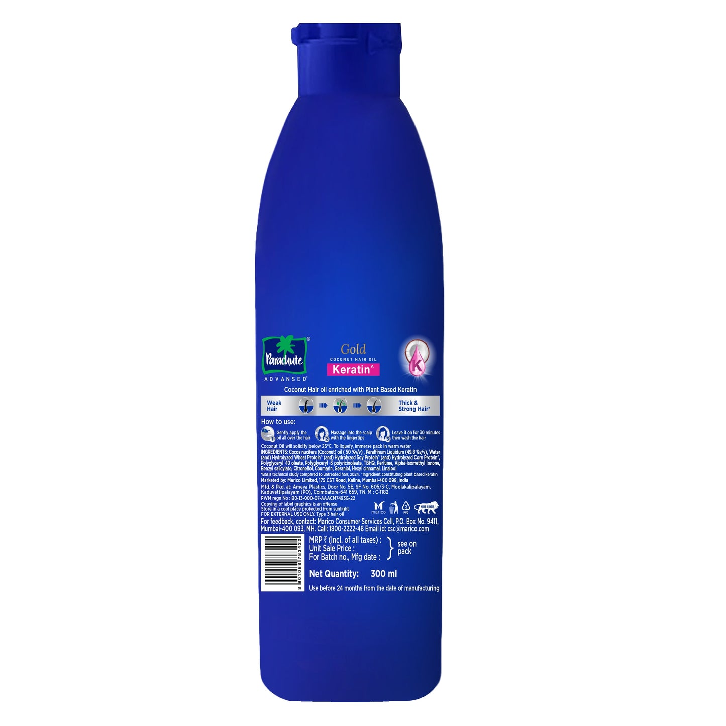 Parachute Advansed Gold Keratin Coconut Hair Oil 300 ml