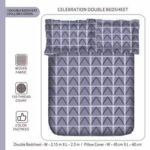 Smartle Celebration Double Bedsheet Mountain Peak Grey 1 pc