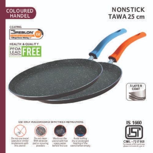 Smartle Non-Stick Tawa 25 Cm Blue (Soft-Touch Handle) 1 pc